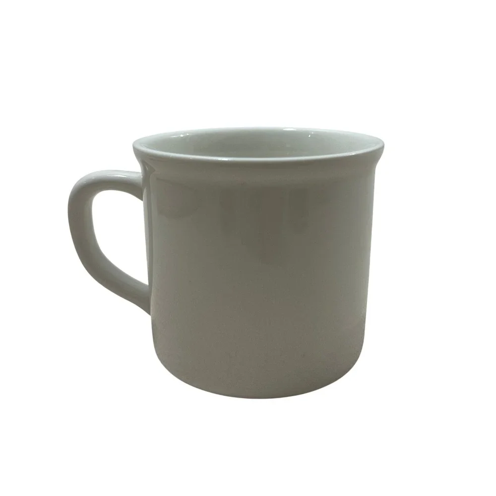 Pottery Barn Denise Fiedler Owl Coffee Mug White Ceramic Collage Art 4 Inch
